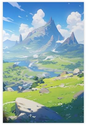 NFFBGFD Poster Inspiriert von Genshin Impact Leinwandposter Schlafzimmer Dekor Landschaft Dekor Geschenk 30 x 45 cm