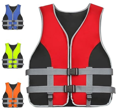 CJJZFO Giubbotto di Salvagente Adulto: Giubbotto Salvataggio Universale per Uomo E Donna Regolabile Giubbotto Salvagente Aiuto al Galleggiamento per Gli Sport Acquatici(Red,L)