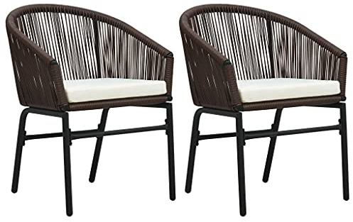 Mimdixy Garten Stühle Terrassenmöbel,Gartenstühle 2 STK. Braun PE-Rattan