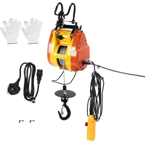 DHQCQL Electric Winch 230V, 1300W Electric Hoist Lift with Wireless Remote Control, Lifting Capacity 230kg, Lifting Height 30m, Pro Portable Engine Crane for Garage, Warehouses