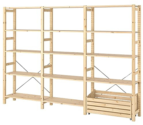 ProTuning IVAR Regal mit Aufbewahrungsbox, Kiefer, 259x30x179 cm
