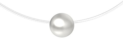 Löb 925 Silber Nylon Kette Halskette Perle Schwebend Collier Nylonkette Damen Halsband Halsnah Nylonband Perlenkette Rund Choker Brautschmuck