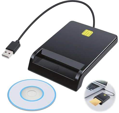 ID Card Reader USB Smart Card Readers DOD Military USB Common Access CAC Memory Card Reader for Download Reading Track Analyse for Windows 7/8/10 98/ME 200 / XP 2003 Server CE 5.0 Vista Linux Mac OS
