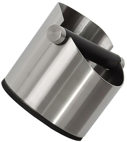 Hemobllo Edelstahl Kaffeeklopfbox mit Großer Kapazität und Einzigartiger Form Leicht zu Reinigen und Bruchfest für Espressomaschinen und Teebeutelhalter in Silber