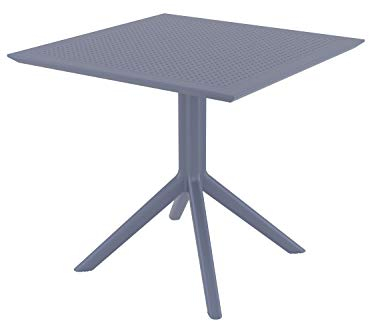 CLP Tisch Sky 80 x 80 cm I Gartentisch wetterfest und UV-beständig I Eckiger Balkontisch aus langlebigem Polypropylen, Farbe:dunkelgrau