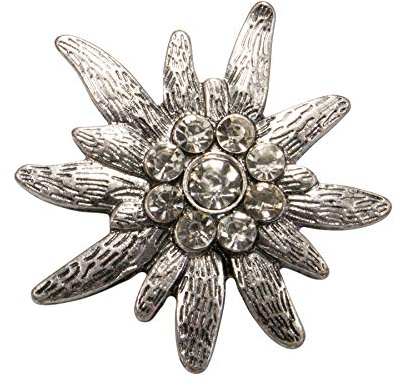 Alpenflüstern Trachten-Brosche Strassedelweiss Gross antik-Silber-Farben API118