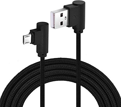 Mr.Gadget's Solutions Right Angle Micro USB Cable, Nylon Braided 90 Degree USB A to Micro B Charging & Data Sync Cable for All Micro USB Devices - 2 Meters(6.5ft) – Black