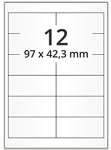 Laserdrucker Etiketten auf A4 Bogen, weiß - 97 x 42,3 mm - 6.000 Papier Etiketten auf 500 Blatt, selbstklebend, Internetmarke Aufkleber, matt