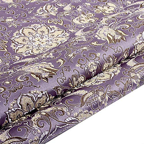 Tessuto Broccato di Raso Cinese Loto Fiore da Ricamo per Foglio DIY Cloth Materiale (Viola Chiaro, Venduto al Metro)