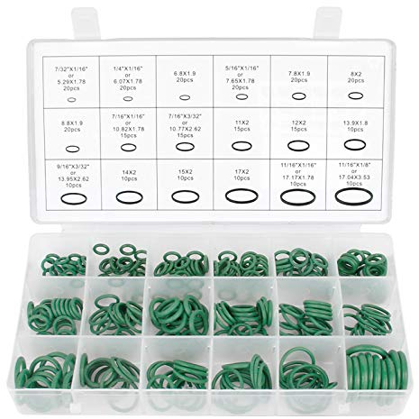 540Pcs Rubber O-Ring Sealing Gasket Rings Washer Seal Assortment Set Green Electrical Gasket Ring for Car Air Conditioning Compressor Plumbing Washer Seal & Auto Quick Repair