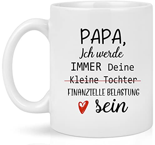 Joymaking Kaffeetasse Geschenk für Papa - Ich Werde Immer Deine Kleine Tochter Finanzielle Belastung Sein - Becher für Vater Zum Vatertag Oder Geburtstag