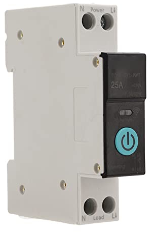 Interruttore Smart WIFI Telecomando Interruttore su Guida DIN per Telefono Cellulare Senza Fili 3 Modalità di Temporizzazione Funzione per Elettrodomestici Adatto per la Casa Intelligente(25A)