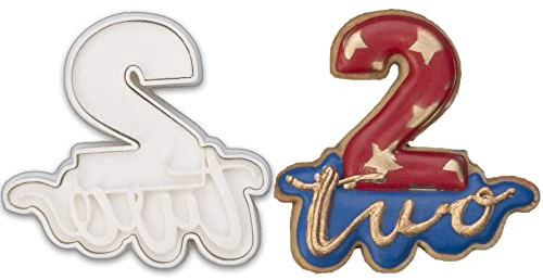 Mostop Number Two Cookie Cutter with Stampers, Fondant Biscuit Cutter, Cake Decoration Tools for Birthday Anniversary Party