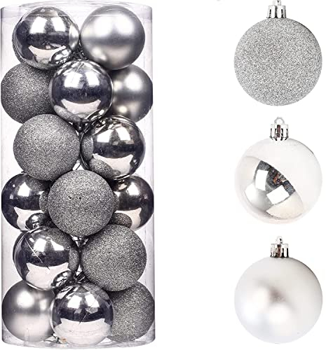 60mm/6Pcs Christmas Baubles Shatterproof Silver, Christmas Tree Decorations Ball Ornaments Balls Xmas Hanging Decorations Holiday Decor - Shiny,Matte,Glitter