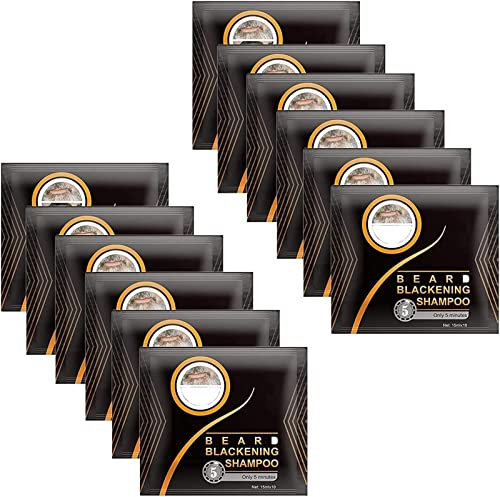 Guys Natural Darkening Beard Shampoo, Instant Mustache Darkening Sideburns Shampoo Herbal Beard Stain Long Lasting Black for Men