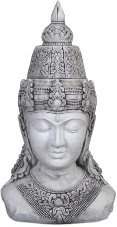 gartendekoparadies.de Weibliche Buddha Büste, Steinfigur, H. 108 cm, 185 kg, Grau, frostsicher aus Steinguss für Außenbereich