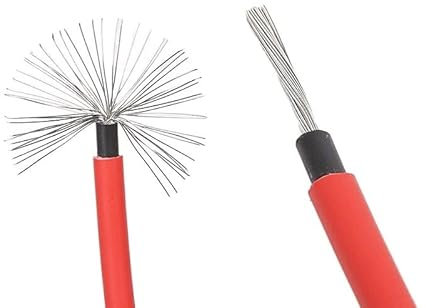 GatherTOOL 5M/pc Red Color Solar Cable Single Core 15/13/11/9AWG Photovoltaic DC PV1F Tinned Copper Core Cross-linked Low Smoke Wire Solar Equipment Cable (Size : 5 Meters, Color : 9AWG 6mm2)