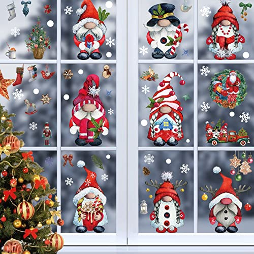 ERBO Fensterbilder Weihnachten, Fenstersticker Weihnachten Weihnachtsdeko, Doppelseitige Wiederverwendbare PVC Aufkleber, Fensterdeko Weihnachten Winter Deko (9 Blatt, 20x30cm)