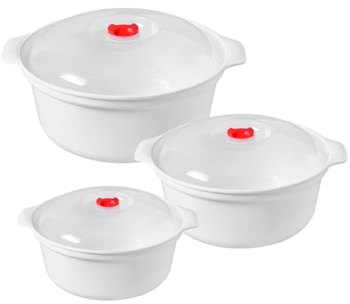 Sporgo 3 platos para microondas con tapa: vajilla para microondas con 3 compartimentos, apto para microondas con ventilación, platos para microondas, recipientes herméticos sin BPA para calentar,