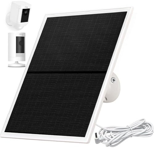Solar Panel Charger for Ring Camera,10W Solar Charger Compatible with Ring Stick Up Cam Battery and Spotlight Cam Battery,Not for Spotlight Plus/Pro, Barrel DC3.5mm Plug (White)