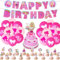 Ballon Bar-bie Birthday Decorations Girls- 45Pcs Hot Pink Princess Party Decorations Bar-bie Latex Balloons Pink Happy Birthday Banner Cake Cupcake Toppers for Kids Princess Party Supplies Decoration