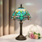 Hobaca Tiffany-Tischlampen im grünen Libellen-Stil, Buntglas-Lampen, Schlafzimmer-Nachttischlampen für Wohnheim, Büro, ästhetischer Nachttisch, Retro-Leseschreibtischlampen aus Metall, 20 cm