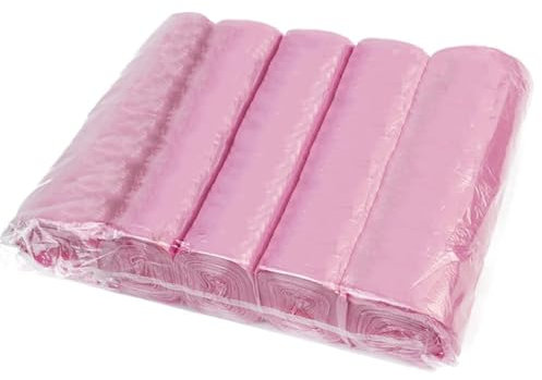 Bolsas de basura pequeñas, 5 litros, 100 bolsas de basura coloridas para oficina, cocina, baño (17.7 x 19.7 pulgadas) (rosa)