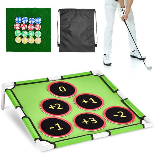 Yoyong Golf Chipping Game Golf Cornhole Game, Yard Games Golf Games Outdoor Indoor Golf Mat for Golf Practice Fun Backyard Golf Game at Family Gathering, Party, BBQ, Camping