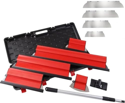 INREPRO Spatola per Stucco Spatola in Acciaio Inox Kit Spatole per Lisciatura Spatola di Finitura con Maniglia di Estensione e Lama di Ricambio (25+40+60+80 cm)