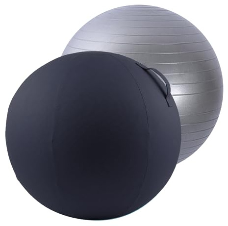 IGTOPS Stoff-Sitzball 65cm, Yoga-Ball-Schutzhülle, Ergonomische Sitzmöbel für Büro und Heimbüro, Solid Farbe Baumwolle Yoga-Ball-Abdeckung Bequem und Atmungsaktiv, Ballauflage - Waschbarer