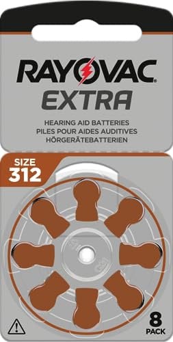 40 x RAYOVAC Extra Hörgerätebatterien Typ 312 - PR41 - Farbcode braun – 1,45 Volt - 40 Stück (5 x 8 Batterien)