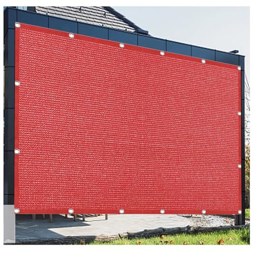 DGSFES Filet d'Ombrage Rectangulaire Rouge 4mx5m- Filet Pare Soleil Extérieur 90% UV -Brise-Vue Balcon avec Œillets-180GSM HDPE Toile d'Ombre Jardin, Terrasse, Pergola