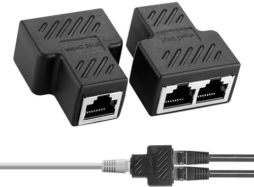 Répartiteur RJ45,Ethernet Coupleur RJ45, 2 PCS Switch Ethernet Répartiteur, Switch Ethernet 1 à 2 Ports,pour Ethernet Cat5/Cat5e/CAT6/Cat7