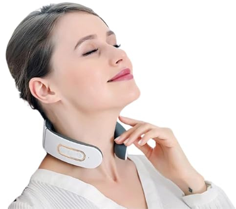 Nackenmassagegerät,6 Modi 9 Intensitätsstufen Kabellos Tragbares Elektrisches Massagegerät,4-Kopf-Puls-Massage und Heizfunktion mit Konstanter Temperatur für Eine Präzise Massage im Büro und zu Hause