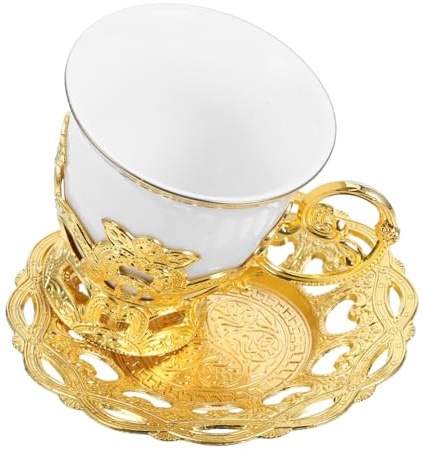 JECOMPRIS Tasses à Café Turques Tasses à Cappuccino Réutilisables Avec Soucoupes Design Vintage Et Élégant Pour Savourer Votre Café