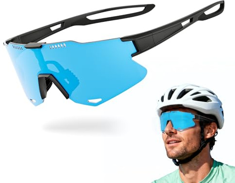 Sportsonnenbrille Polarisierte Fahrradbrille Ultraleicht Verstellbare Nasenpads UV400-Schutz Wind- und sandbeständig Geeignet für Männer Frauen Sonnenschutz Radfahren Angeln Outdoor-Sportarten