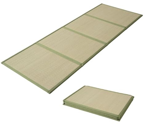 EMOOR Japanische Tatami-Matte 90 x 200 cm Natur-Segergras (Ungefärbt), Faltbare Igusa-Matratze Bodenschlaf Japanische Futon-Matratze Meditation Yoga Zen