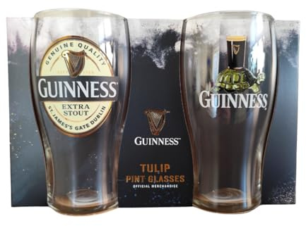 Guinness Bicchieri ufficiali Extra Stout & Tortoise – Confezione da 2 in custodia