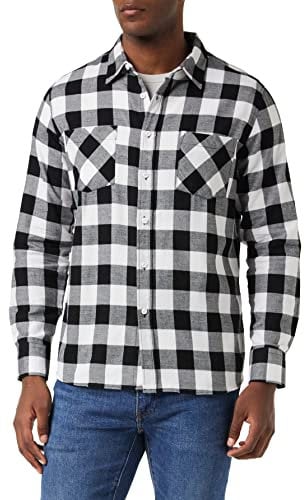 Urban Classics TB297 Checked Regular Fit Herren Freizeit Hemd,Mehrfarbig (Blk/Wht), XL