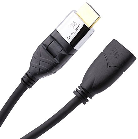 Cablesson Ivuna Flex Plus 1 ft / 0.5m High Speed HDMI Extension Cable (HDMI Type A, HDMI 2.1/2.0b/2.0a/2.0/1.4) - 4K, 3D, UHD, ARC, Full HD, Ultra HD, 2160p, HDR Rotating Connectors Black