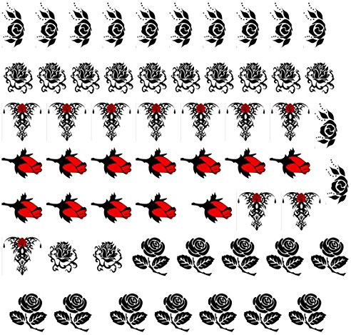 Flower Flowers Collection (Black rose Nail Art Decals …)