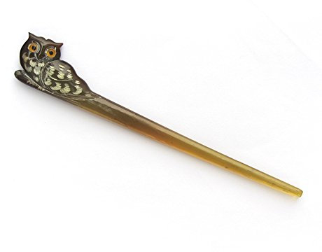 Marycrafts Eule Haarnadel Haarstab Haar Stöcke Haarschmuck aus Büffelhorn