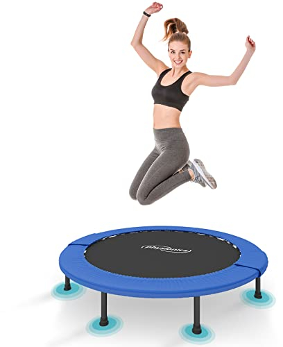 'Physionics® Mini Fitness Trampoline – Foldable, Anti-Slip Feet, Indoor & Outdoor – Aerobic Bouncer, Exercise Rebounder (Ø 45 In)