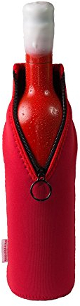 DRESS-YOUR-DRINK Neopren Flaschenkühler, Weinkühler, Getränkekühler (1 Stück 0.7/0.75 Liter, Rot)