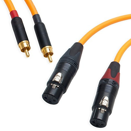 Pseudo Balanced RCA Phono to Female XLR Lead (PAIR). Van Damme & Neutrik Cable (10m, Orange)