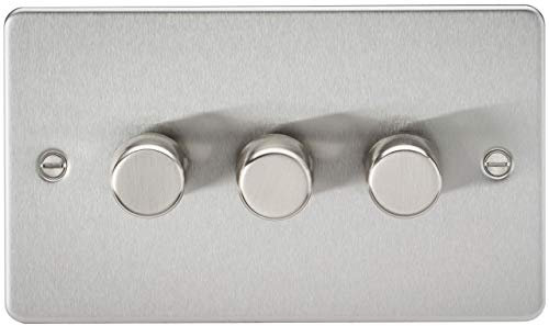 Flat Plate 3G 2 Way 10-200W (5-150W LED) Trailing Edge dimmer - Brushed Chrome