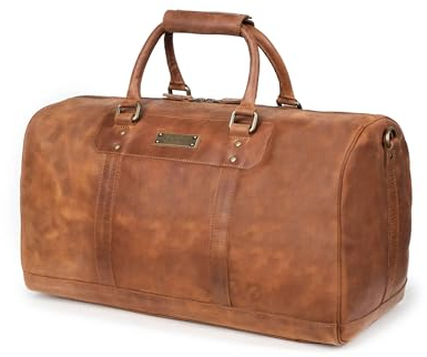 DRAKENSBERG Weekender 'James' (50cm) - Klassische Leder Reisetasche, Damen, Herren, offizielles Flug-Handgepäck, 30L - Havanna-Braun, DR00400