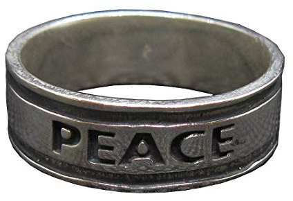 Sterling Silber Ring Band PEACE 8mm Breit Solide Punziert 925 R002008 EMPRESS