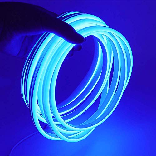 XUNATA 12V Flexible LED Neon Azul, 5m Impermeable 2835 Tira de LED Strip Light, Luz de la Cuerda para Exterior Fiestas Decoración Party Sign Publicidad Firmar