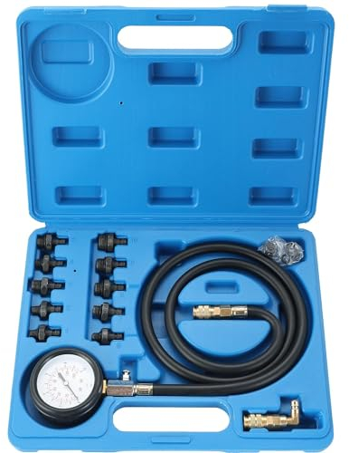 DASBET Engine Oil Pressure Tester Tool 0-140 PSI Engine Cylinder Oil Pressure Gauge Kit Oil Diagnostic Testing Set with Hose Adapters for Cars ATV Trucks